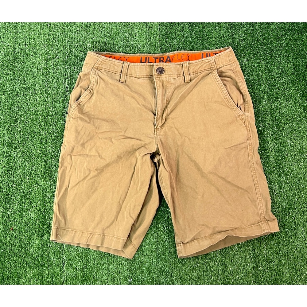 American Eagle Outfitters Mens 33 Tan Khaki Ultra Flex Chino Shorts Solid Cotton